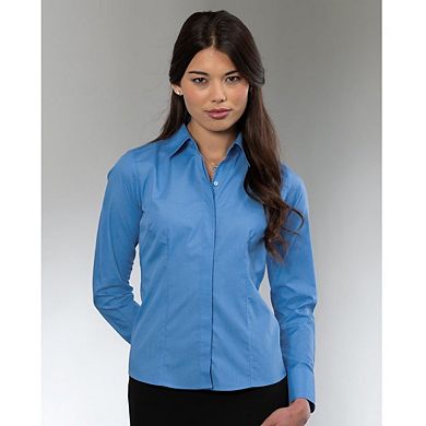 Russell Collection Ladies/Womens Long Sleeve Poly-Cotton Easy Care Fitted Poplin Shirt
