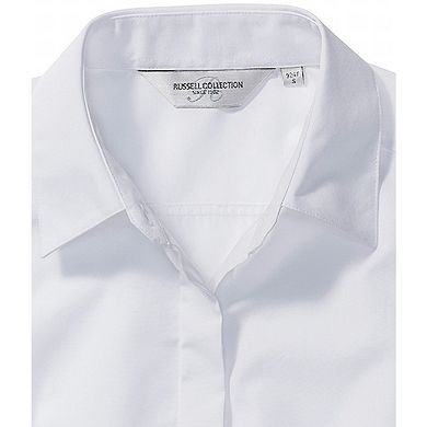 Russell Collection Ladies/Womens Long Sleeve Poly-Cotton Easy Care Fitted Poplin Shirt