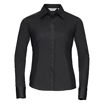 Russell Collection Ladies/Womens Long Sleeve Poly-Cotton Easy Care Fitted Poplin Shirt