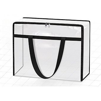 Great Ambitions 4-Pack Clear Under Bed Storage Bins - Foldable Clothes & Bedding Organizers (60L)