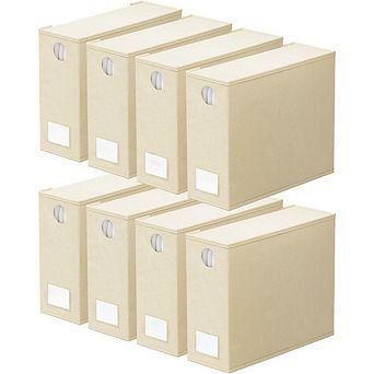 Great Ambitions 8-Pack XL Foldable Sheet Organizers with Window - Queen & King Size,Beige