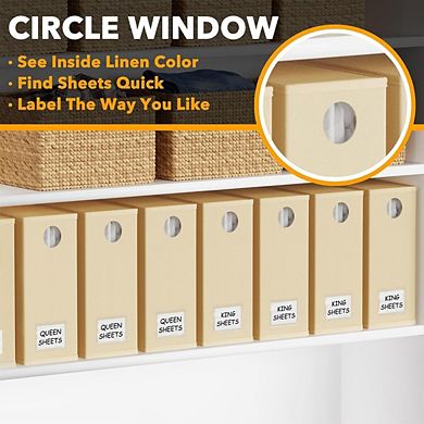 Great Ambitions 8-Pack XL Foldable Sheet Organizers with Window - Queen & King Size,Beige