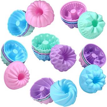 24-Pack Silicone Molds - Nonstick 3-Inch Silicone Donut Mold, Baking Cups, Donut Pan, Muffin