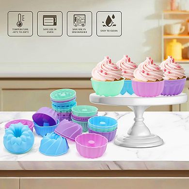 24-Pack Silicone Molds - Nonstick 3-Inch Silicone Donut Mold, Baking Cups, Donut Pan, Muffin