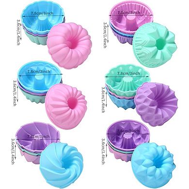 24-Pack Silicone Molds - Nonstick 3-Inch Silicone Donut Mold, Baking Cups, Donut Pan, Muffin