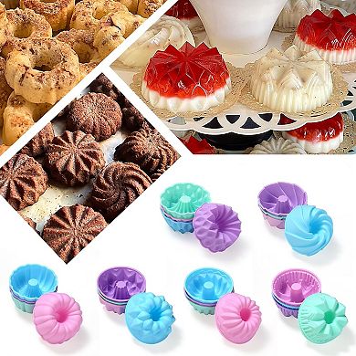 24-Pack Silicone Molds - Nonstick 3-Inch Silicone Donut Mold, Baking Cups, Donut Pan, Muffin
