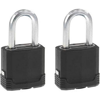 Great Ambitions Heavy Duty Weatherproof Padlock 2-Pack: Cut-Resistant Shackle for Gates & Sheds