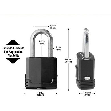 Great Ambitions Heavy Duty Weatherproof Padlock 2-Pack: Cut-Resistant Shackle for Gates & Sheds