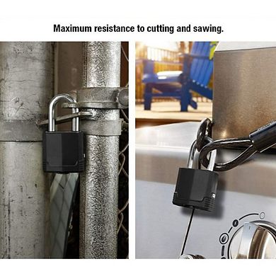 Great Ambitions Heavy Duty Weatherproof Padlock 2-Pack: Cut-Resistant Shackle for Gates & Sheds
