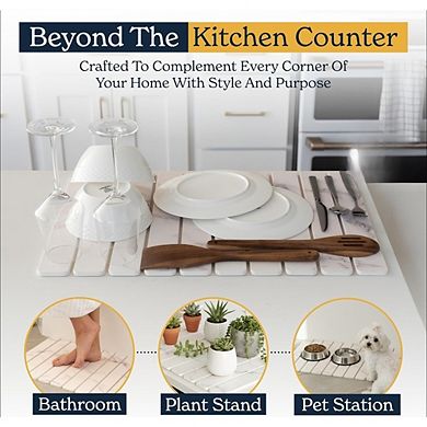 Great Ambitions 3-Pack Stone Drying Mat Set, Collapsible & Fast-Absorbing