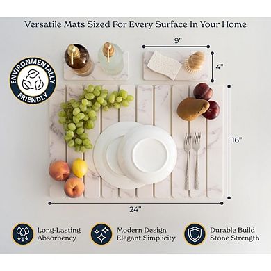 Great Ambitions 3-Pack Stone Drying Mat Set, Collapsible & Fast-Absorbing