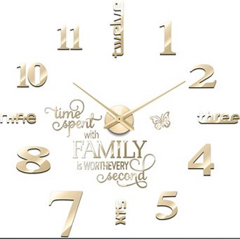 3D Large Frameless DIY Wall Clock Modern Decor Family Quote Wall Stickers Clock Kit Decorations