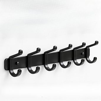 Coat Rack Wall Mounted Heavy-Duty: Metal Coat Hanger 6 Hooks for Hanging Hat(Black, 1 Pack)