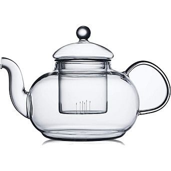 Great Ambitions Stovetop Safe Glass Teapot 20.3 oz, with Removable Infuser for Loose & Blooming Tea