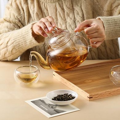 Great Ambitions Stovetop Safe Glass Teapot 20.3 oz, with Removable Infuser for Loose & Blooming Tea