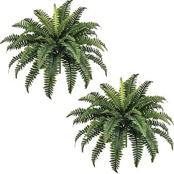 Great Ambitions 35" Ferns Artificial Bush Plants Large, 2 Artificial Boston Ferns with 39 Fronds