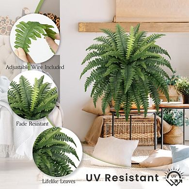 Great Ambitions 35" Ferns Artificial Bush Plants Large, 2 Artificial Boston Ferns with 39 Fronds