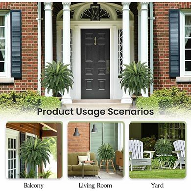 Great Ambitions 35" Ferns Artificial Bush Plants Large, 2 Artificial Boston Ferns with 39 Fronds