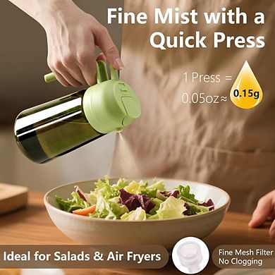 Great Ambitions 16oz Light-Proof Glass Oil Dispenser & Sprayer for Kitchen & Air Fryer