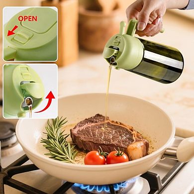 Great Ambitions 16oz Light-Proof Glass Oil Dispenser & Sprayer for Kitchen & Air Fryer