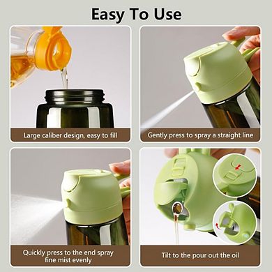 Great Ambitions 16oz Light-Proof Glass Oil Dispenser & Sprayer for Kitchen & Air Fryer