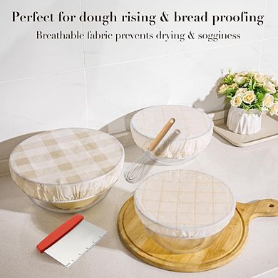 Reusable Beeswax Bowl Covers for Bread Proofing, 8-12 Inch Sourdough Covers,3 PCS Beige