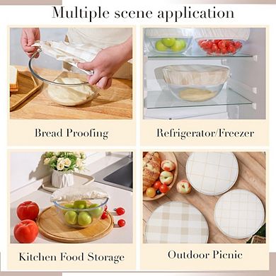 Reusable Beeswax Bowl Covers for Bread Proofing, 8-12 Inch Sourdough Covers,3 PCS Beige