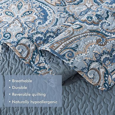 Queen Quilt Bedding Set, Cotton Bedspread Coverlet Lightweight, Crown Gray Oversized Comforter
