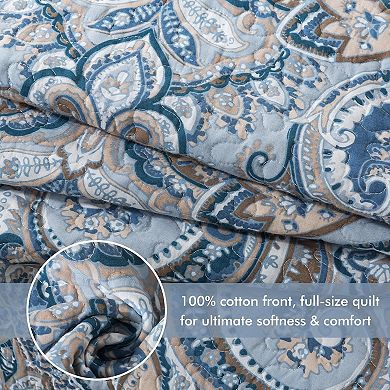 Queen Quilt Bedding Set, Cotton Bedspread Coverlet Lightweight, Crown Gray Oversized Comforter