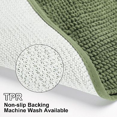 Bathroom Rugs Sets 3 Piece, Non-Slip Chenille Bath Rug - Ultra Soft, Super Absorbent Bath Mat