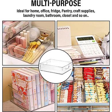 Great Ambitions Clear Plastic Storage Bins for Pantry, Kitchen, Fridge & Bathroom Organizing 4pk