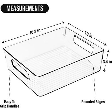 Great Ambitions Clear Plastic Storage Bins for Pantry, Kitchen, Fridge & Bathroom Organizing 4pk