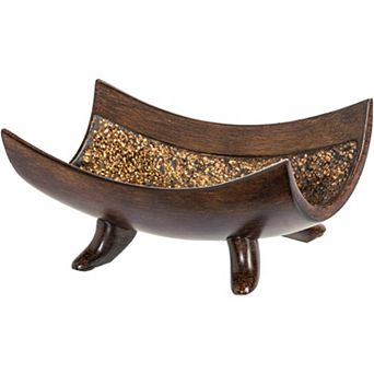 Brown Decorative Bowl for Home Decor - Dining Room Centerpiece - Coffee Table Decor 10" Resin Bowl