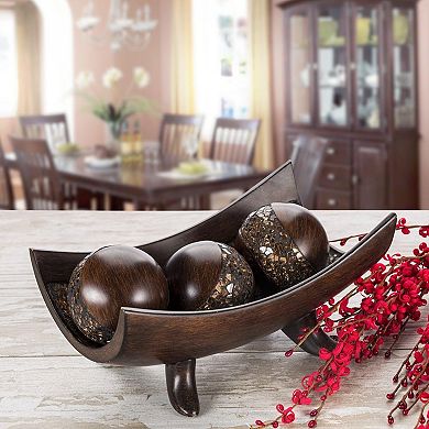Brown Decorative Bowl for Home Decor - Dining Room Centerpiece - Coffee Table Decor 10" Resin Bowl