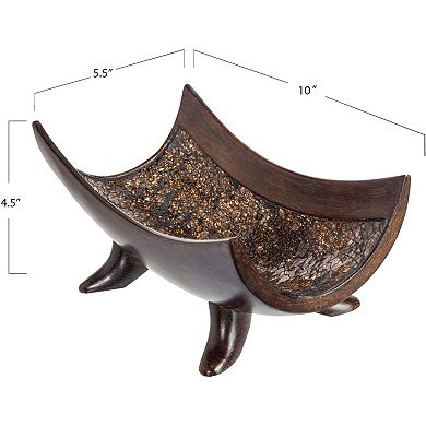 Brown Decorative Bowl for Home Decor - Dining Room Centerpiece - Coffee Table Decor 10" Resin Bowl