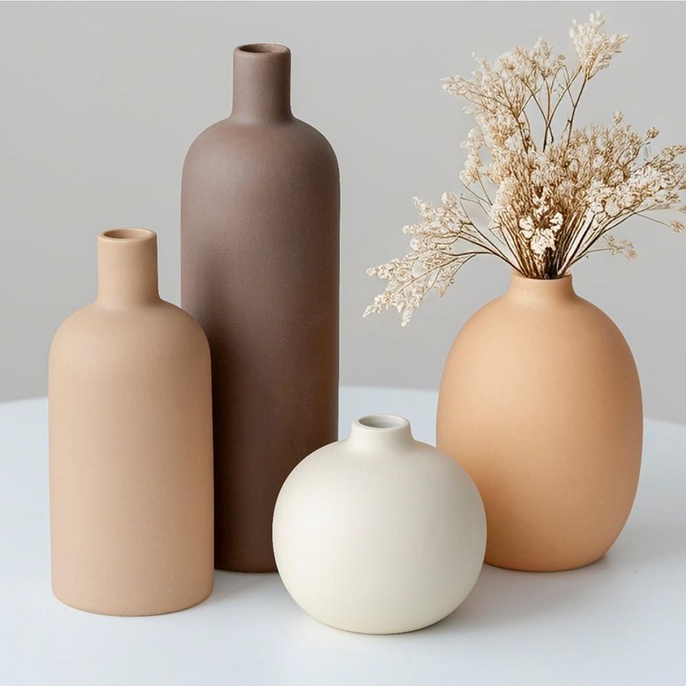 Modern Ceramic Vase Set, Neutral Colors, Decorative Vases for Home ...