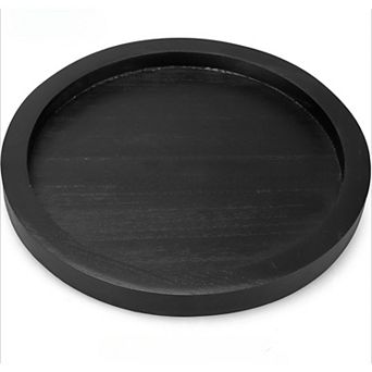 Round Decorative Tray for Coffee Dining Table Countertop Small Wooden Serving Trays Farmhouse
