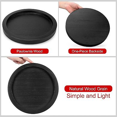 Round Decorative Tray for Coffee Dining Table Countertop Small Wooden Serving Trays Farmhouse