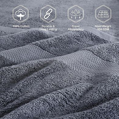 Cotton Luxury Bath Towel Set - 16 Pieces - Highly Absorbent - 4 Bath, 8 Washcloths, 4 Hand Towels