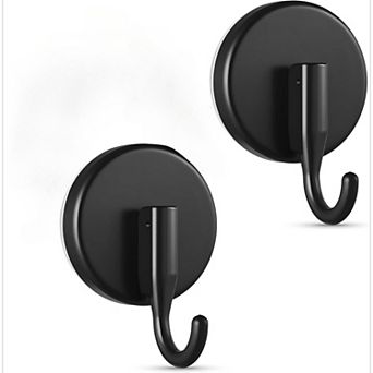 Suction Cup Wreath Hanger, Upgraded Reef Hook for Front Door/Glass Window/Over Door (Black, 2-Pack)