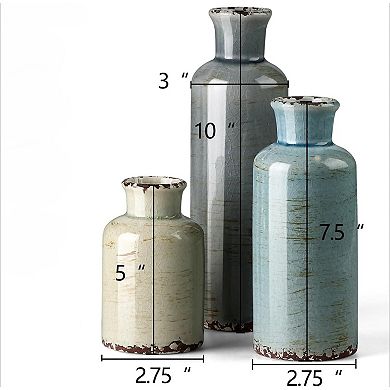 Ceramic Vase Set of 3, Small Flower Vases for Home Decoration, Modern Farmhouse Decor