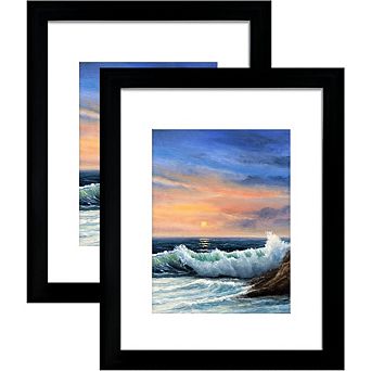 Great Ambitions Set of 2 Black 16x20 Picture Frames Fits 11x14 with Mat or 16x20 Without Mat