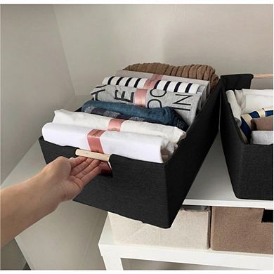 Great Ambitions Foldable Rectangle Storage Bin with Handles for Shelves, Closet & Home 1pk
