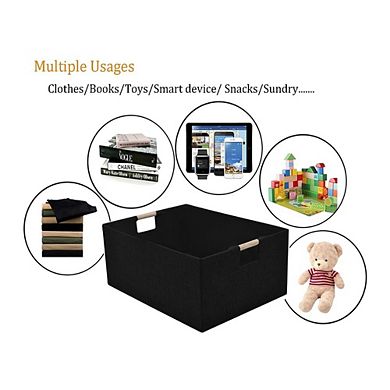 Great Ambitions Foldable Rectangle Storage Bin with Handles for Shelves, Closet & Home 1pk