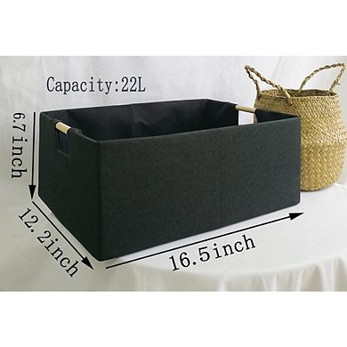 Great Ambitions Foldable Rectangle Storage Bin with Handles for Shelves, Closet & Home 1pk