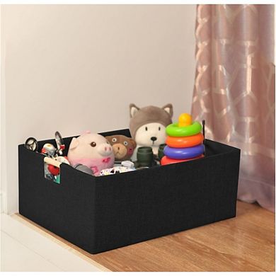 Great Ambitions Foldable Rectangle Storage Bin with Handles for Shelves, Closet & Home 1pk