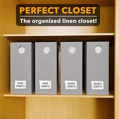 Great Ambitions 4-Pack Foldable Bed Sheet Organizers, XL Linen Closet Storage for Queen & King