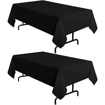 Great Ambitions 2-Pack Black Tablecloth, 60x102 Inch Rectangle, Wrinkle & Stain Resistant Polyester