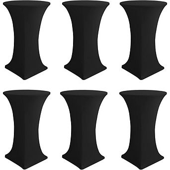 Black Spandex Round High Top Table Covers 6 Pack, 32x43 Inch Stretch Fitted for Bar & Banquet Tables