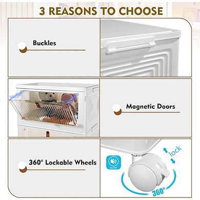 Great Ambitions 4-Tier Stackable Plastic Storage Bins with Lids,Foldable Organizer for Home & Office